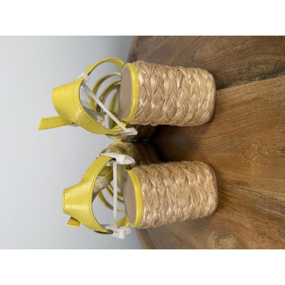 Sun + Stone Yellow Strappy Platform Espadrilles Size 5 NWOB - Picture 4 of 6